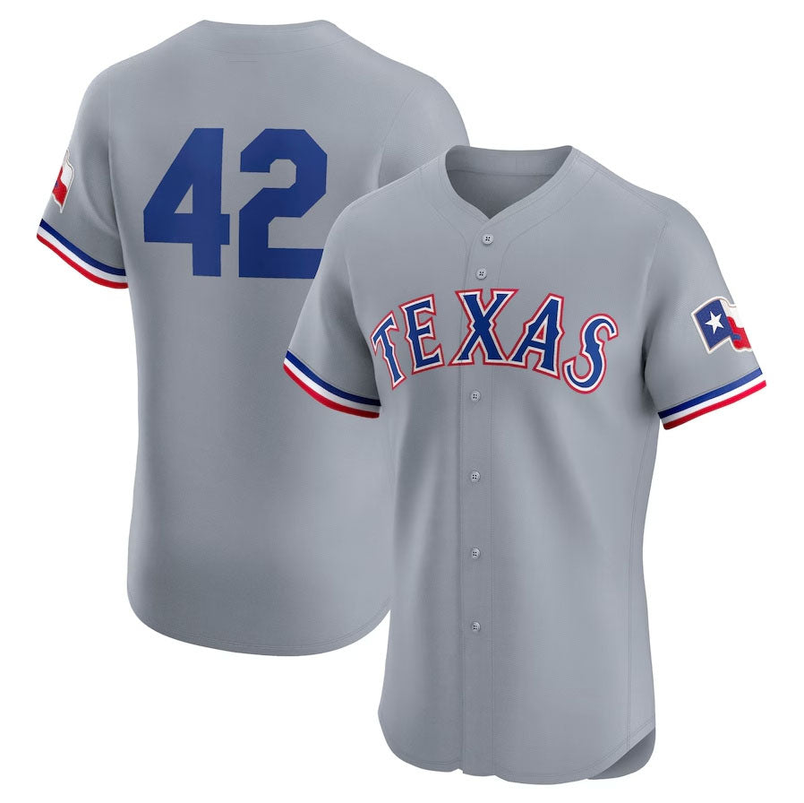 Texas Rangers Road 2024 #42 Jackie Robinson Day Elite Jersey - Gray Baseball Jerseys Baseball Jersey