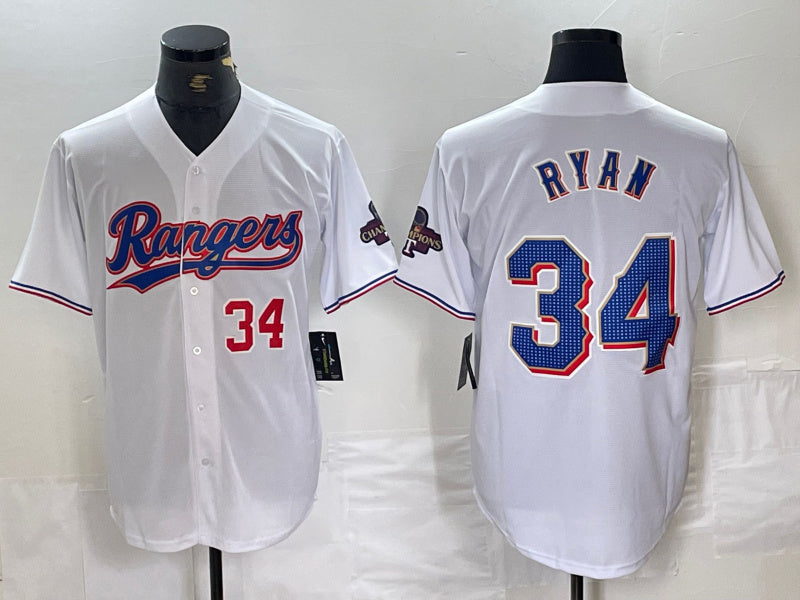 Texas Rangers #34 Nolan Ryan Number White 2024 Gold Collection Limited Cool Base Baseball Jersey