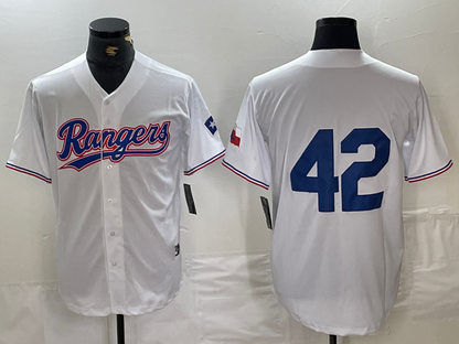 Texas Rangers #42 Jackie Robinson White Cool Base Stitched Baseball Jersey）