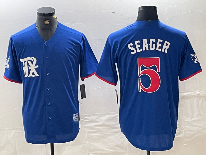 Texas Rangers #5 Corey Seager Royal Blue 2023 City Connect Stitched Baseball Jersey）