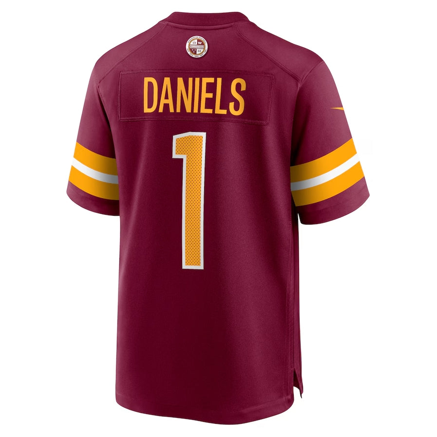 W.Commanders #1 Jayden Daniels 2024 Draft First Round Pick Player Game Jersey - Burgundy American Football Jerseys