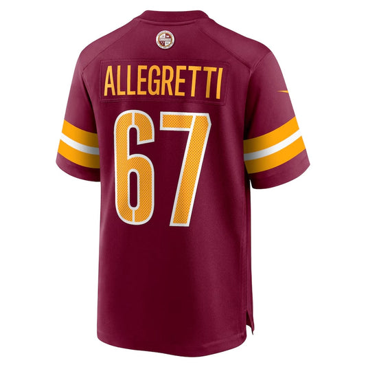 W.Commanders #67 Nick Allegretti Game Jersey - Burgundy American Football Jerseys