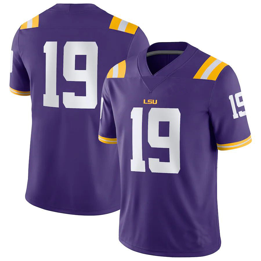 #19 L.Tigers Game Jersey Purple Football Jersey Stitched American College Jerseys