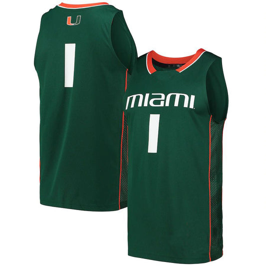 #1 M.Hurricanes Swingman Basketball Jersey Green Stitched American College Jerseys