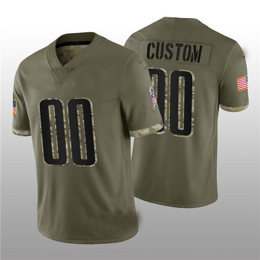 Custom P.Eagles Football Jerseys ACTIVE PLAYER 2022 Olive Salute To Service Limited Stitched Jersey