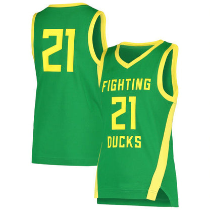 #21 O.Ducks Team Replica Basketball Jersey Green Stitched American College Jerseys