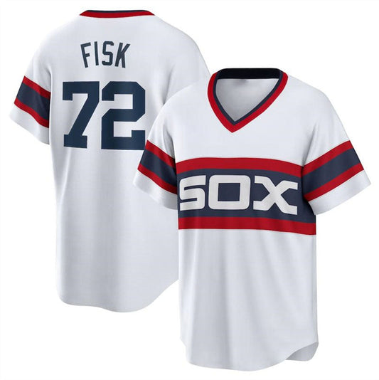 Chicago White Sox #72 Carlton Fisk White Home Cooperstown Collection Player Jersey Baseball Jerseys