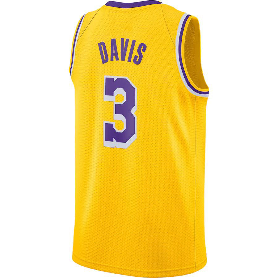 LA.Lakers #3 Anthony Davis 2020-21 Swingman Jersey  Gold Stitched American Basketball Jersey