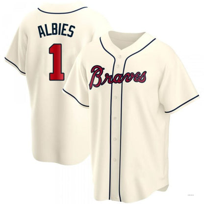 Atlanta Braves #1 Ozzie Albies Cream Alternate Jersey Stitches Baseball Jerseys