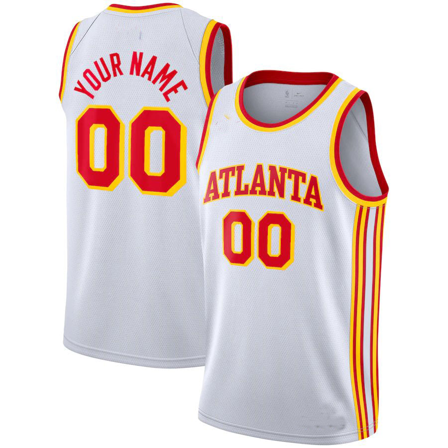 Custom A.Hawks 2020-21 Swingman Jersey Association Edition  White Statement Edition American Stitched Basketball Jersey