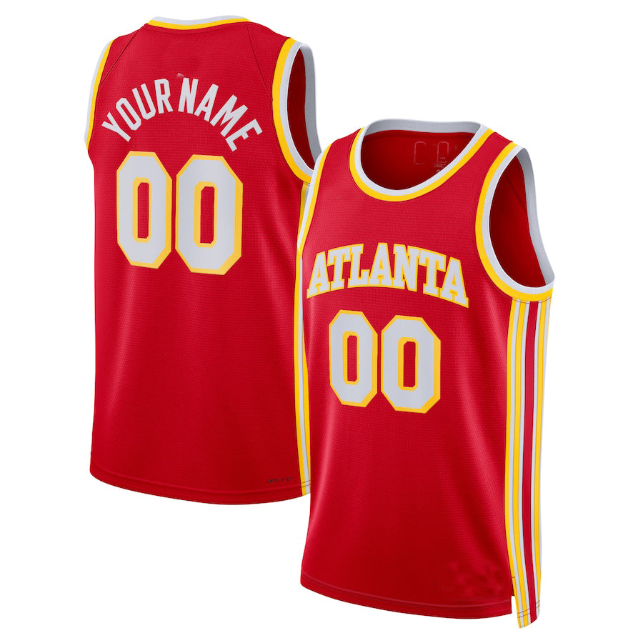 Custom A.Hawks 2021-22 Diamond Swingman Jersey Icon Edition Red American Stitched Basketball Jersey