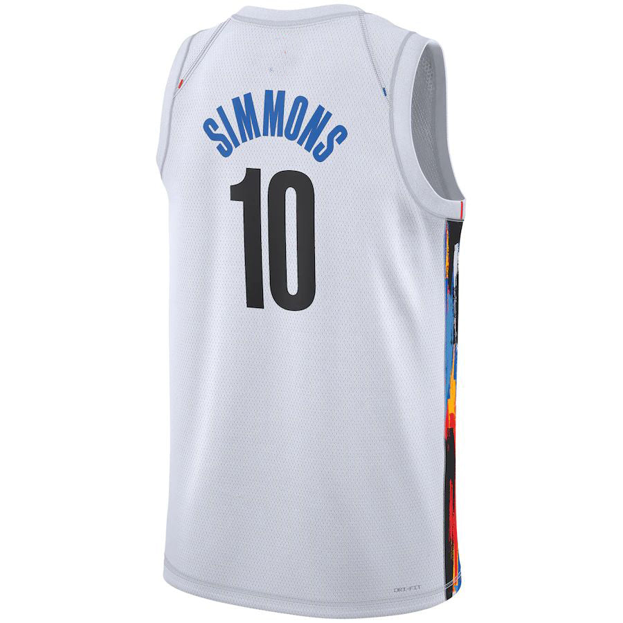 B.Nets #10 Ben Simmons Unisex 2022-23 Swingman Jersey City Edition White Stitched American Basketball Jersey