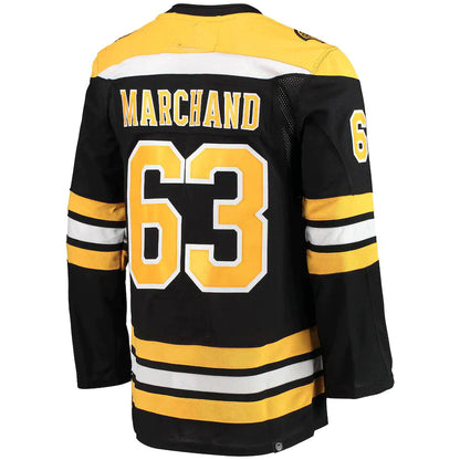 B.Bruins #63 Brad Marchand Home Primegreen Authentic Pro Player Jersey  Black Stitched American Hockey Jerseys