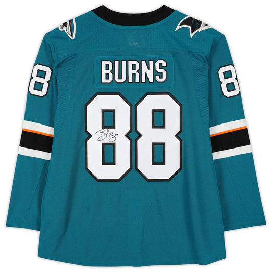 SJ.Sharks #88 Brent Burns Fanatics Authentic Autographed  Teal Stitched American Hockey Jerseys