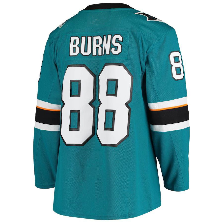 SJ.Sharks #88 Brent Burns Home Authentic Team Player Jersey  Teal Stitched American Hockey Jerseys