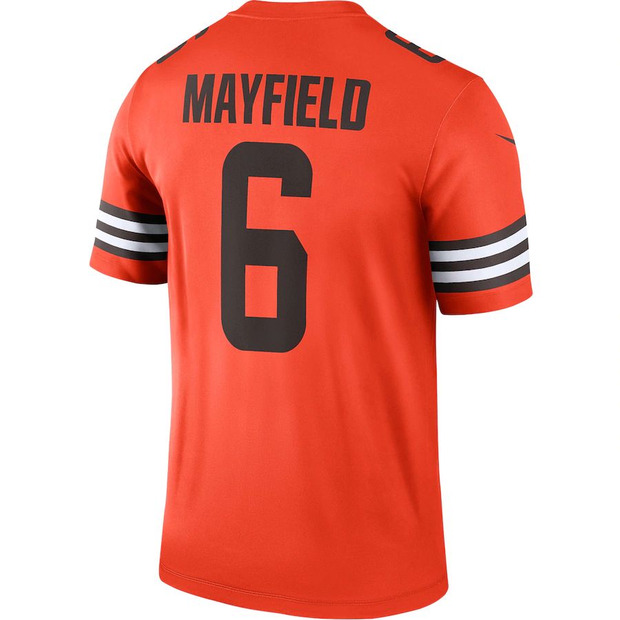 C.Browns #6 Baker Mayfield Orange Inverted Legend Jersey  Stitched American Football Jerseys