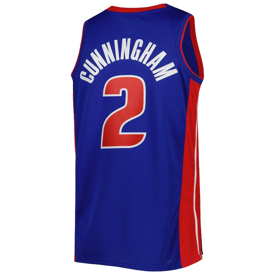 D.Pistons #2 Cade Cunningham Unisex 2022-23 Swingman Jersey Blue Icon Edition Stitched American Basketball Jersey