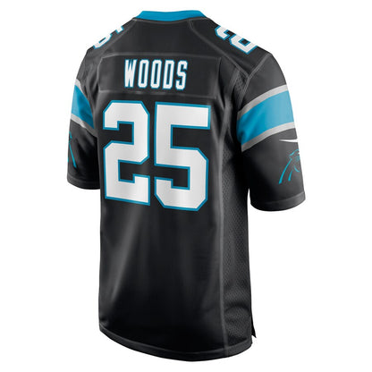 C.Panthers #25 Xavier Woods Black Game Jersey Stitched American Football Jerseys