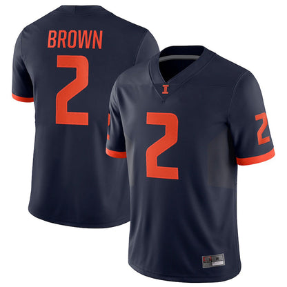 I.Fighting Illini #2 Chase Brown NIL Replica Football Jersey Navy Stitched American College Jerseys