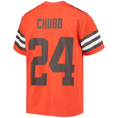 C.Browns #24 Nick Chubb Orange Inverted Team Game Jersey Stitched American Football Jerseys