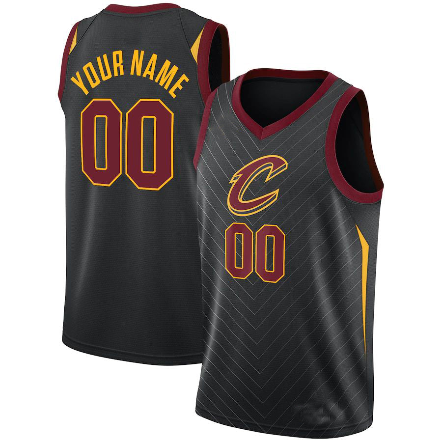 Custom C.Cavaliers Swingman Jersey Black Statement Edition American Stitched Basketball Jersey