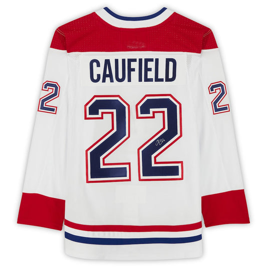 M.Canadiens #22 Cole Caufield Fanatics Authentic Autographed White  Stitched American Hockey Jerseys