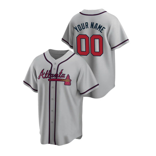 Custom Atlanta Braves Gray Men Youth And Women Birthday gift Stitched Baseball Jerseys