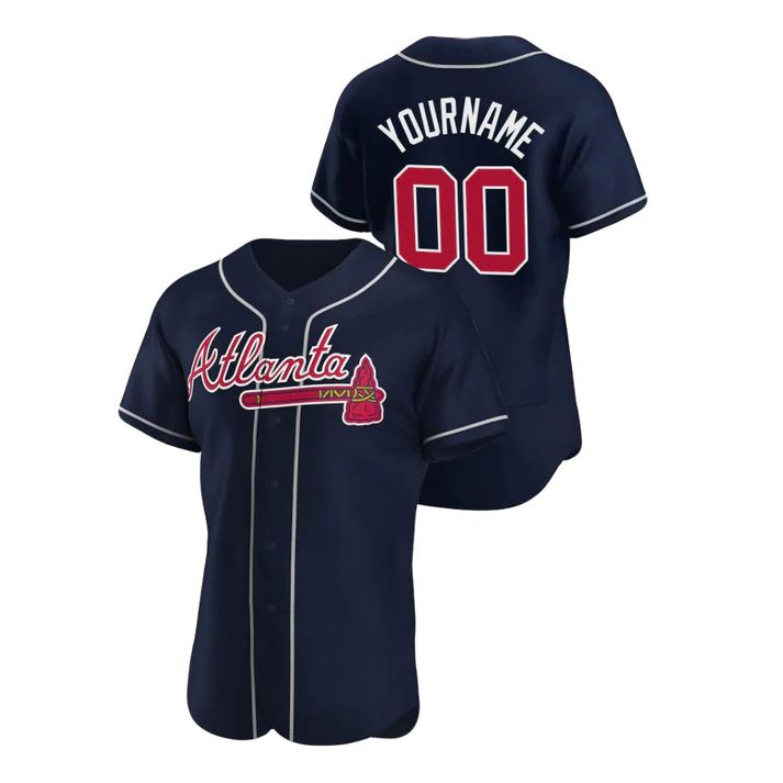 Custom Atlanta Braves Navy Jersey Stitched  Baseball Jerseys