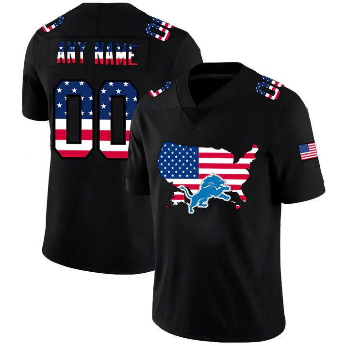 Custom D.Lions  Football Black Limited Fashion Flag Stitched American Football Jerseys