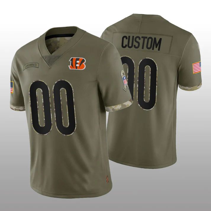 Custom C.Bengals Olive 2022 Salute To Service Limited Jersey American Stitched Football Jerseys