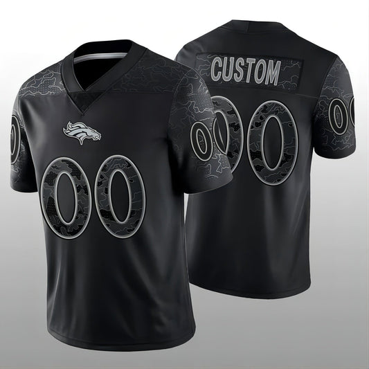 Custom D.Broncos Black RFLCTV Limited Jersey Stitched Jersey  American Football Jerseys