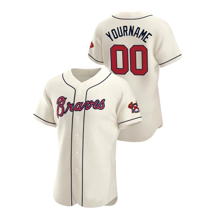 Custom Atlanta Braves Cream  Stitched  Baseball Jerseys