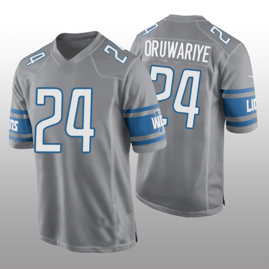 D.Lions #24 Amani Oruwariye Alternate Game Jersey - Silver American Football Jerseys