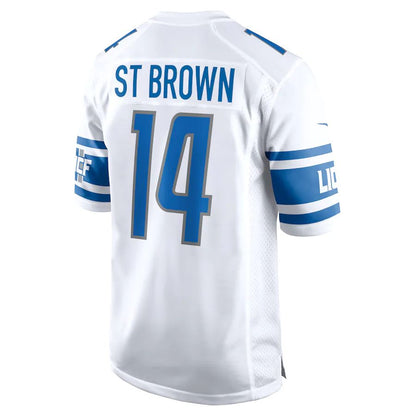 D.Lions #14 Amon-Ra St. Brown White Player Game Jersey Stitched American Football Jerseys