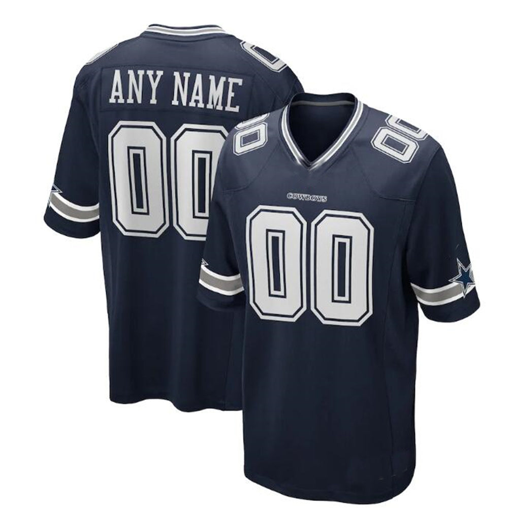 Custom  D.Cowboys  Navy Game Jersey Stitched Football Jerseys