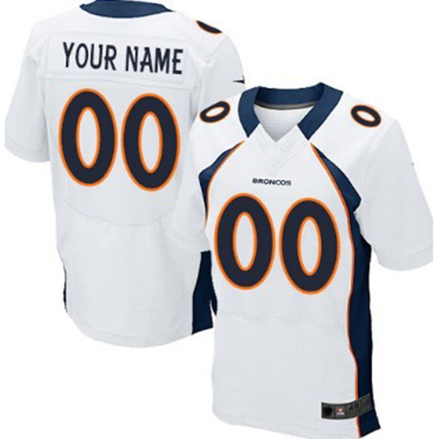 Custom D.Broncos White Elite Jersey Stitched Jersey American Football Jerseys