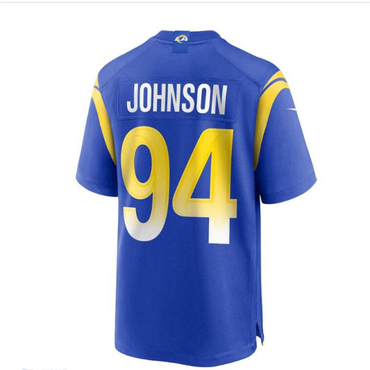 LA,Rams #94 Desjuan Johnson Home Game Jersey - Royal Stitched American Football Jersey