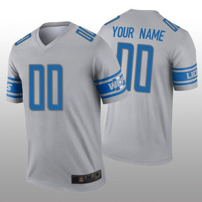 Custom D.Lions Gray Inverted Legend Jersey Stitched American Football Jerseys