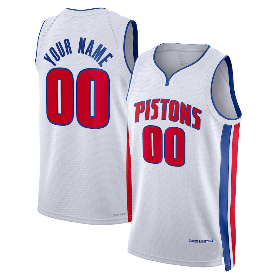 Custom D.Pistons Unisex 2022-23 Swingman Jersey White Association Edition American Stitched Basketball Jersey