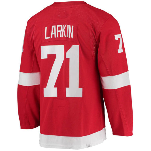 D.Red Wings #71 Dylan Larkin Home Captain Patch Primegreen Authentic Pro Player Jersey  Red Stitched American Hockey Jerseys