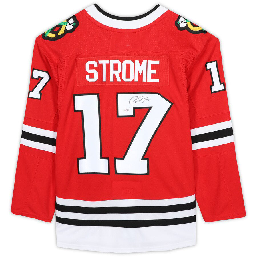 C.Blackhawks #17 Dylan Strome Fanatics Authentic Autographed Jersey Red Stitched American Hockey Jerseys