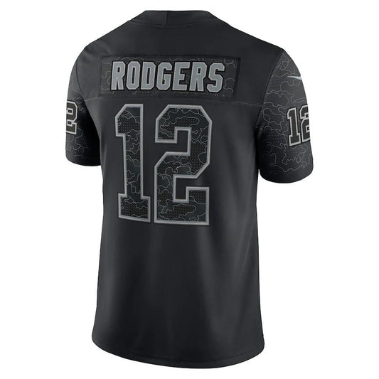 GB.Packers #12 Aaron Rodgers Black RFLCTV Limited Jersey Stitched American Football Jerseys