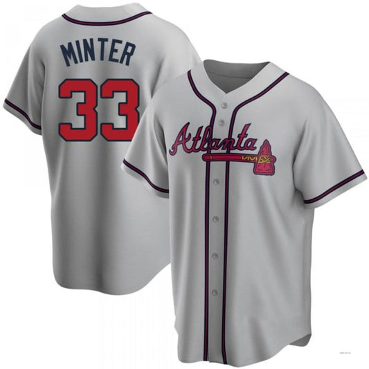 Atlanta Braves #33 A.J. Minter Gray Road Jersey Stitches Baseball Jerseys