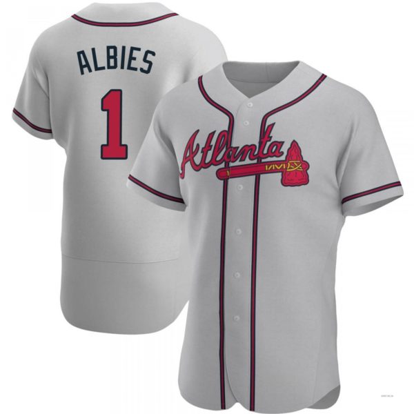 Atlanta Braves #1 Ozzie Albies Gray Road Jersey Stitches Baseball Jerseys