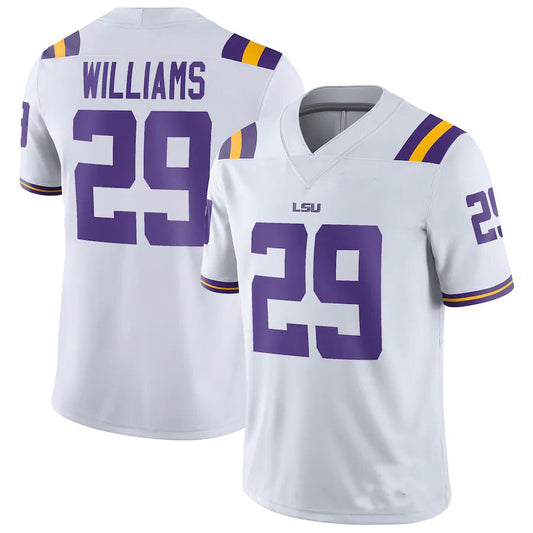 L.Tigers #29 Greedy Williams Game Jersey White Football Jersey Stitched American College Jerseys