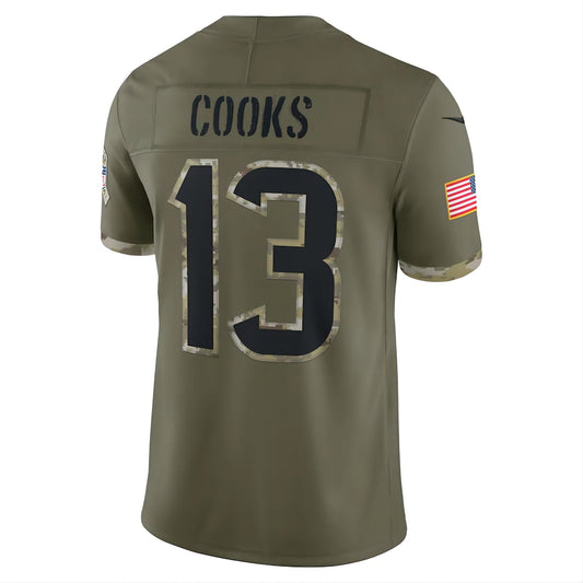 H.Texans #13 Brandin Cooks Olive 2022 Salute To Service Limited Jersey Stitched American Football Jerseys