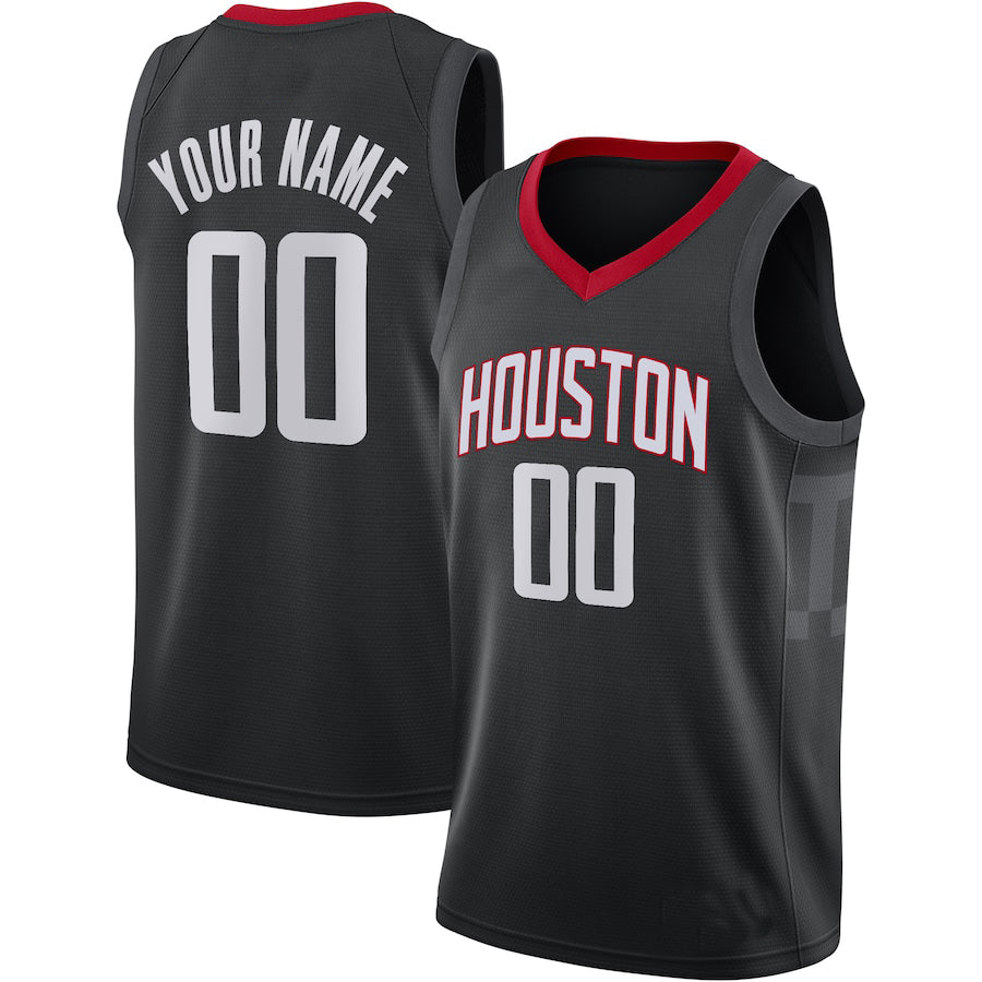 Custom H.Rockets Swingman Jersey Black Statement Edition Stitched Basketball Jersey