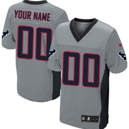 Custom H.Texans Gray Shadow Elite Jersey Stitched American Football Jerseys