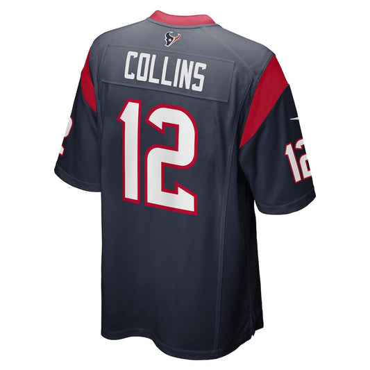 H.Texans #12 Nico Collins Navy Game Jersey Stitched American Football Jerseys