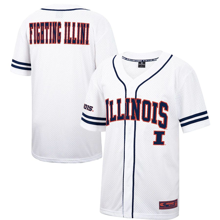 I.Fighting Illini Colosseum Free Spirited Baseball Jersey White Navy Stitched American College Jerseys